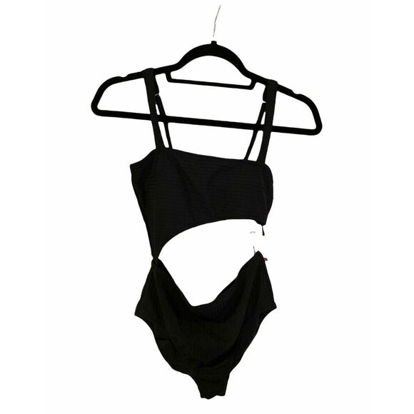 NWT! ‎ Shade and Shore Ribbed Cut Out One Piece Black XS - Picture 1 of 2